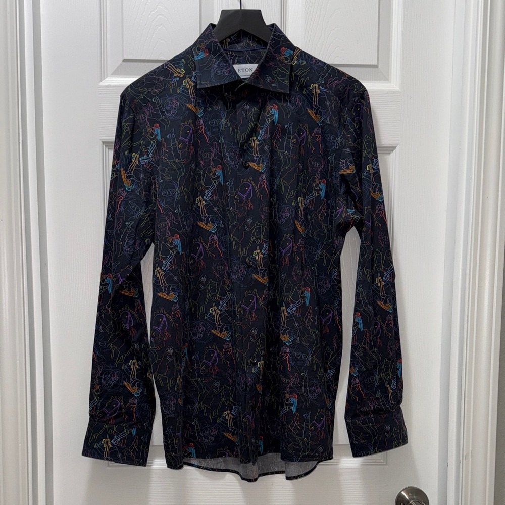 Eton Dark Multicolor Casual Shirt